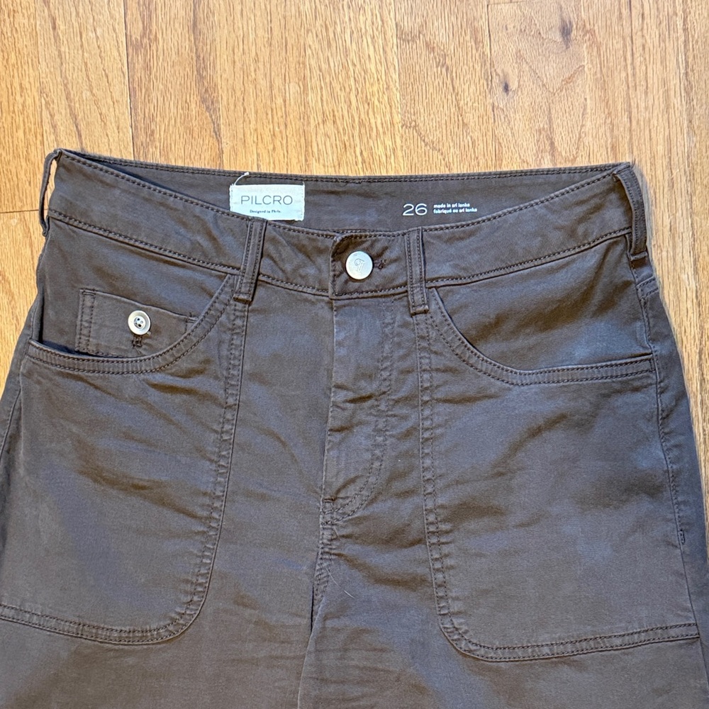 Pilcro Dark Brown High-Rise Wide Leg Pants